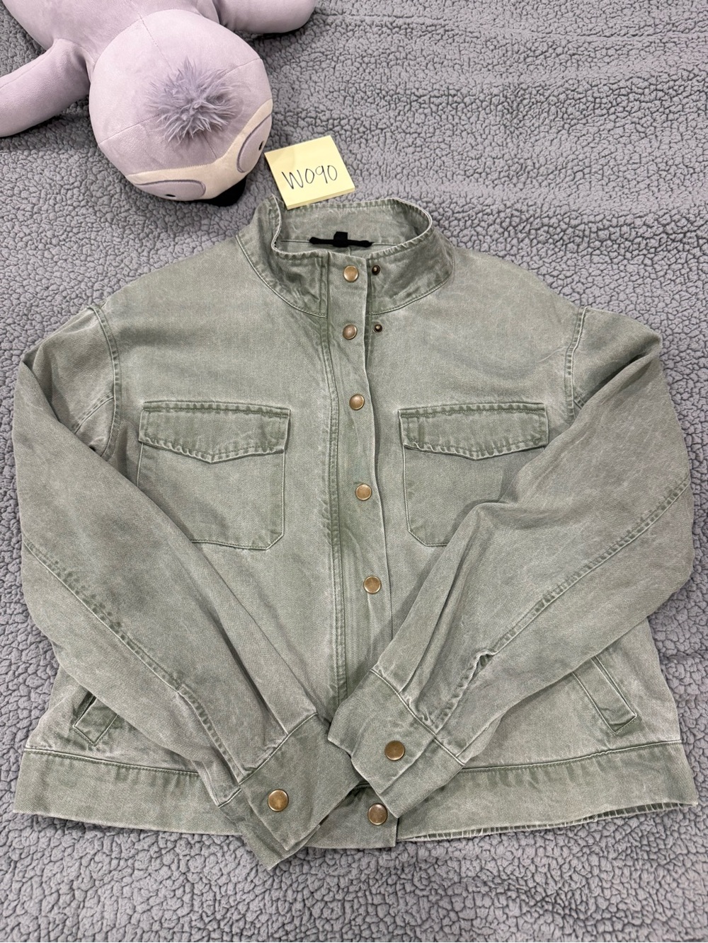 Jane and Delancey Washed Sage Utility Jean Jacket